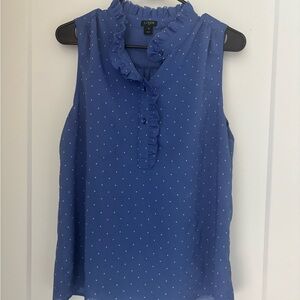 J. Crew Sleeveless Blue Blouse with Dots
